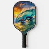 Orka's in Surf ontwerp van Rich AMeN Gill Pickleball Paddle (Achterkant)