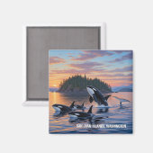 Orka's in Washington San Juan-eilanden reizen Magneet (Voorkant / Achterkant)