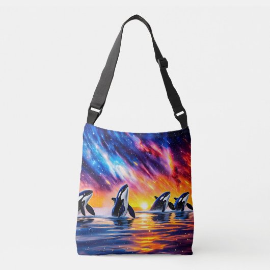 Orka's onder Galaxy Sky 02 Ontwerp door Rich AMeN Crossbody Tas (Voorkant)