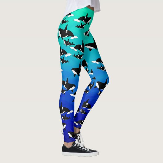 Orka's op Ombre Blauw Groen - Leggings (Rechts)