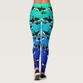 Orka's op Ombre Blauw Groen - Leggings (Achterkant)