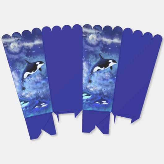 Orka's op Volle Maan Popcorn Box Bedankdoosjes (Ongevouwen)