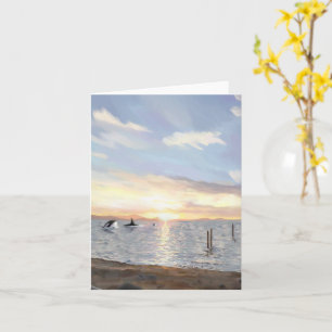 Orka's op zonsondergang (blanco binnenin) kaart