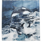 Orka's spelen in de golven douchegordijn (Voorkant)