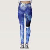 Orka's Volle Maan Nachtblauwe Leggings (Voorkant)