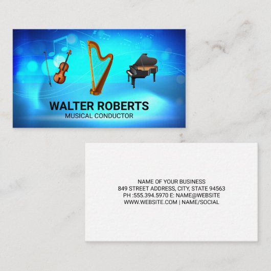 Orkest | Harp Viool Piano Visitekaartje (Voorkant / Achterkant)