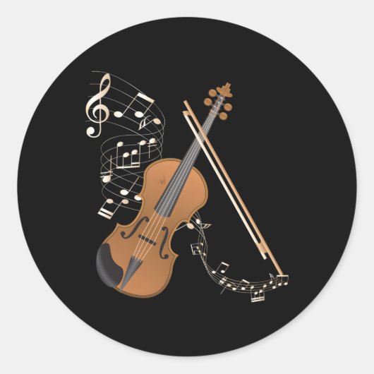Orkest Vioolspeler Muziekinstrument Viool Ronde Sticker (Voorkant)