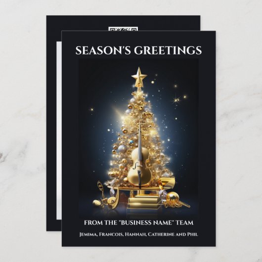 Orkestrale instrumenten Kerstviool cello Feestdagenkaart (Voorkant / Achterkant)