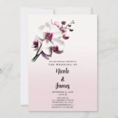 Orkidee Bloem Roze & Witte Bruiloft Kaart (Voorkant)