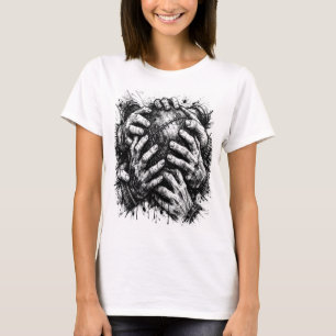 Orkney Dark Art Ink Illustratie – Grijpende handen T-shirt