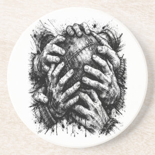 Orkney Dark Art Ink Illustratie – Grijpende handen Zandsteen Onderzetter