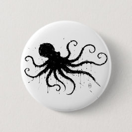 Orkney Dark Ink Illustration – Grasping Octopus Ronde Button 5,7 Cm