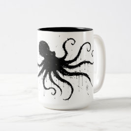 Orkney Dark Ink Illustration – Grasping Octopus Tweekleurige Koffiemok