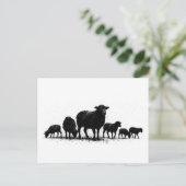 Orkney Schaap — Inkt Silhouet Kudde Briefkaart (Staand voorkant)