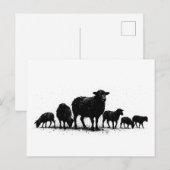 Orkney Schaap — Inkt Silhouet Kudde Briefkaart (Voorkant / Achterkant)