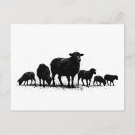Orkney Schaap — Inkt Silhouet Kudde Briefkaart