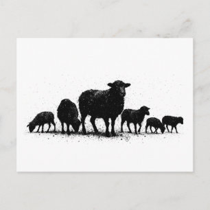 Orkney Schaap — Inkt Silhouet Kudde Briefkaart