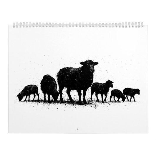 Orkney Schaap — Inkt Silhouet Kudde Kalender (Hoes)
