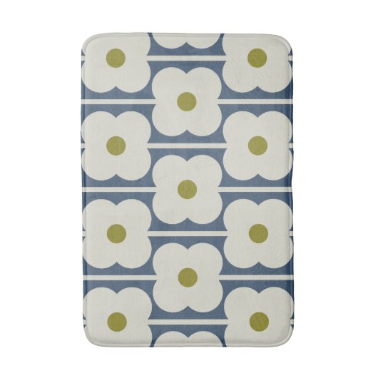 Orla Kiely Abacus Flower Lined Eyelet Wit, Blauw Badmat (Voorkant Verticaal)