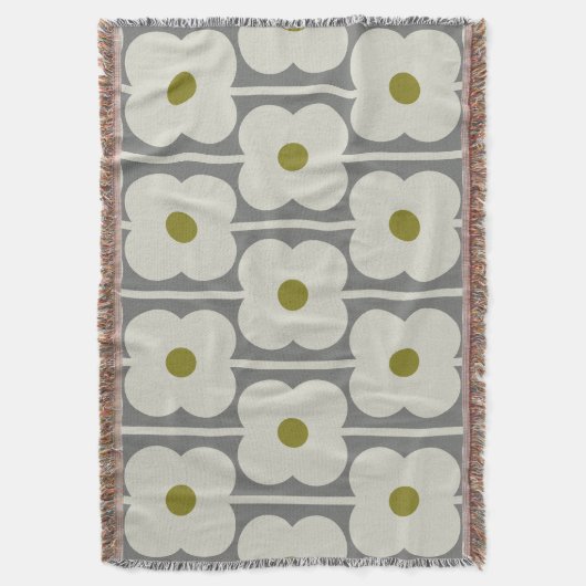 Orla Kiely Abacus Flower Lined Eyelet Wit, Grijs Deken (Voorkant Verticaal)