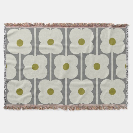 Orla Kiely Abacus Flower Lined Eyelet Wit, Grijs Deken (Voorkant)