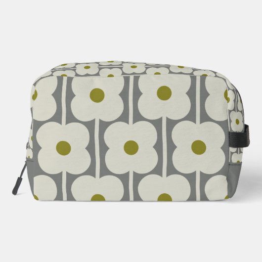 Orla Kiely Abacus Flower Lined Eyelet Wit, Grijs Toilettasje (Achterkant)