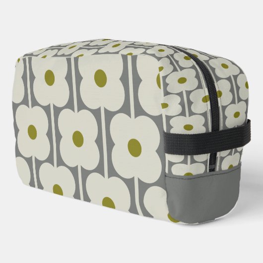 Orla Kiely Abacus Flower Lined Eyelet Wit, Grijs Toilettasje (Linkerhoek)