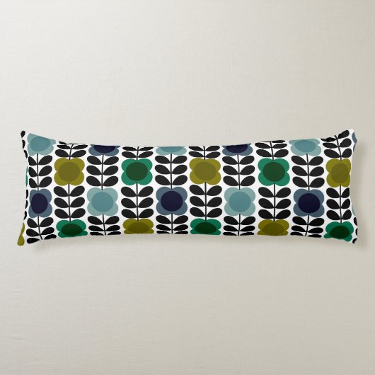 Orla Kiely Spot Bloemen Stem, Blauw Groen Lichaamskussen (Voorkant)