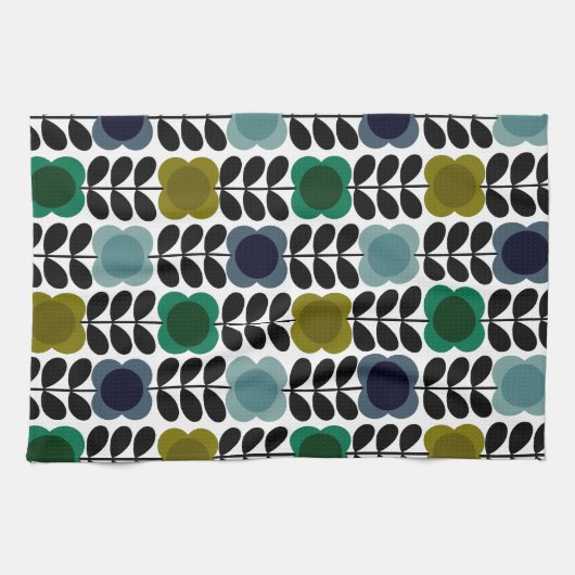 Orla Kiely Spot Bloemen Stem, Blauw Groen Theedoek (Horizontaal)