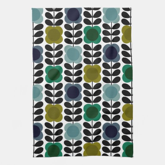 Orla Kiely Spot Bloemen Stem, Blauw Groen Theedoek (Verticaal)