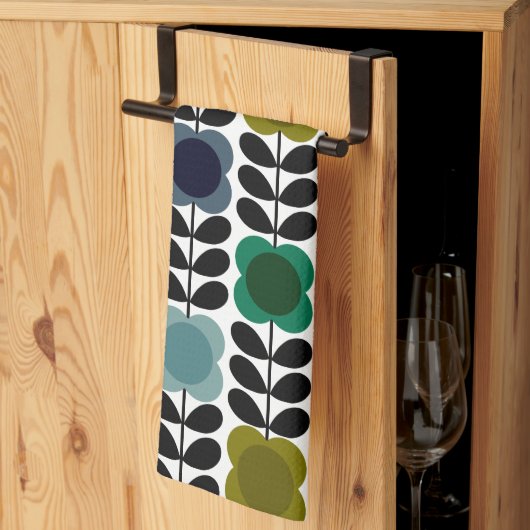 Orla Kiely Spot Bloemen Stem, Blauw Groen Theedoek (Derde Gevouwen)