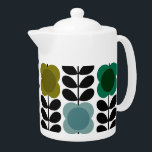 Orla Kiely Spot Bloemen Stem, Blauw Groen Theepot<br><div class="desc">Is dit geen vrolijk patroon? Het heeft die super herkenbare Orla Kiely-vibe, zeker weten! Stel je rijen voor van deze leuke, gestileerde bloemen die overal bloeien. Ze zitten bovenop haar klassieke Stem-ontwerp, die nette zwarte stengels met hun kleine bladvormen. Elke bloem is een uitbarsting van kleur met een solide midden...</div>