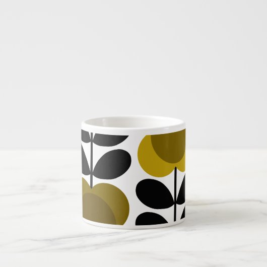 Orla Kiely Vrolijke Plek Bloemen Stem, Geel Grijs Espresso Kop (Voorkant)