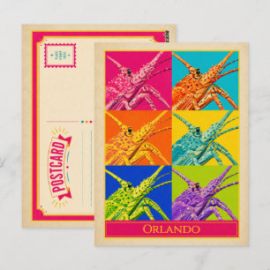 Orlando ansichtkaart Florida kreeft vintage popart Briefkaart
