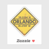  Orlando Coördinaten Rusty Metal Sign Sticker (Vel)
