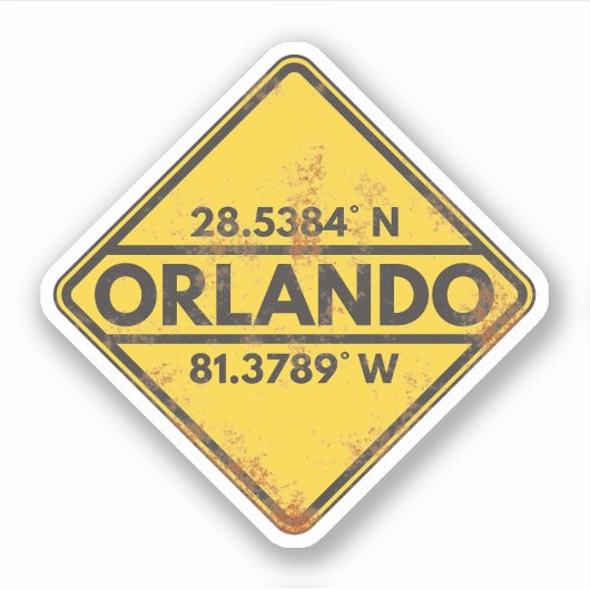  Orlando Coördinaten Rusty Metal Sign Sticker (Voorkant)