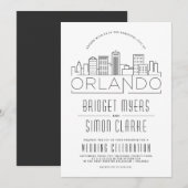 Orlando, FL Bruiloft | Gestileerde Skyline uitnodi Kaart (Voorkant / Achterkant)