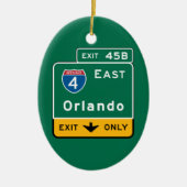 Orlando, FL Road Sign Keramisch Ornament (Voorkant)