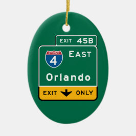 Orlando, FL Road Sign Keramisch Ornament