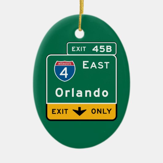Orlando, FL Road Sign Keramisch Ornament (Voorkant)