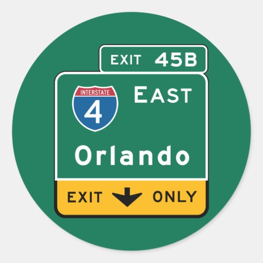 Orlando, FL Road Sign Ronde Sticker (Voorkant)