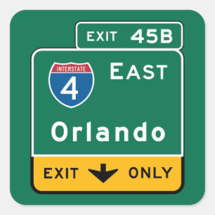 Orlando, FL Road Sign Vierkante Sticker