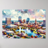 Orlando Florida Beroemde Reisplaatsen waterverf Poster (Voorkant)