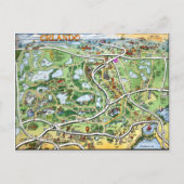 Orlando Florida Cartoon Map Briefkaart (Voorkant)