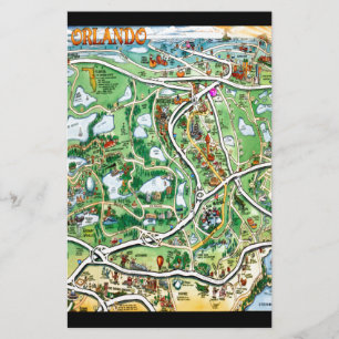 Orlando Florida Cartoon Map Briefpapier
