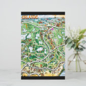 Orlando Florida Cartoon Map Briefpapier (Staand voorkant)