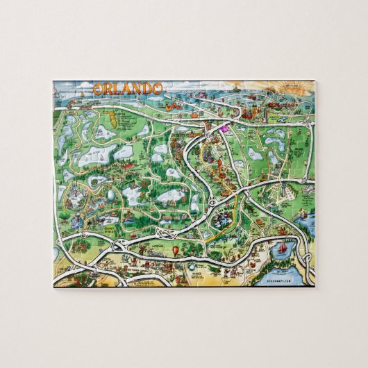 Orlando Florida Cartoon Map Legpuzzel (Horizontaal)