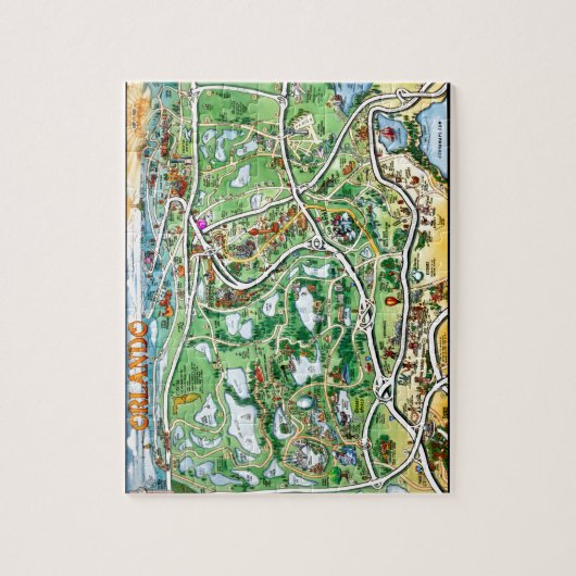 Orlando Florida Cartoon Map Legpuzzel (Verticaal)