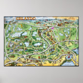 Orlando Florida Cartoon Map Poster (Voorkant)