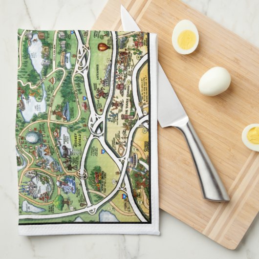 Orlando Florida Cartoon Map Theedoek (Quarter Fold)